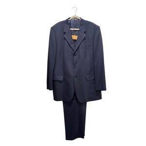 Vintage 80s 90s Feraud Wool 2-pc Suit Pant Set Classic Designer Navy 48L EU 118